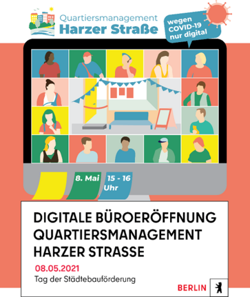 Flyer der Büro Eröffnung. Bild: QM Harzer Straße