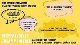 Was bedeutet respektvolles Zusammenleben? In der Umfrage können die Anwohnenden diese und weitere Fragen beantworten. (Bild: QM Klixstraße / Auguste-Viktoria-Allee)