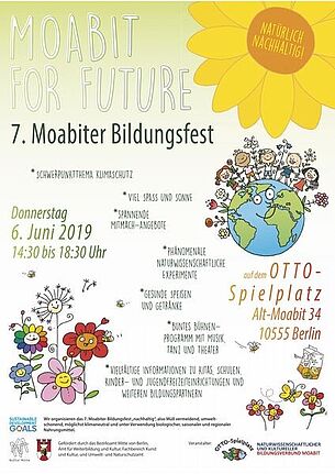 Flyer zum 7. Moabiter Bildungsfest. Grafik: QM Moabit West