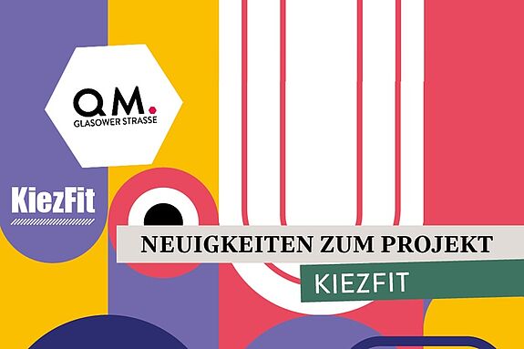Ein bunter Flyer wirbts für Neuigkeiten im Projekt „KiezFit“.