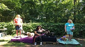 Die Erstplatzierten der Wahl zur Miss Hundeplatz. Bild: Mensch und Hund Moabit e.V. / Lasse Walter