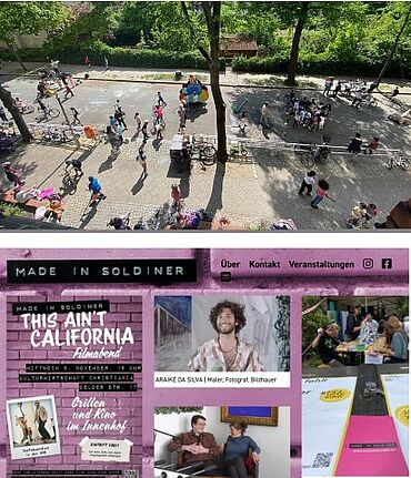 Die beiden Projekte „Reallabor Spielstraße II“ (oben im Bild) und „OpenUp II“ (unten) werden auch zukünftig gefördert. (Bild: QM Soldiner Straße)