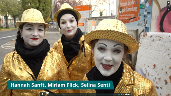Die drei goldenen Mimen. Standbild aus dem Video von Volker Kuntzsch, Jonathan Andrae (georg + georg)