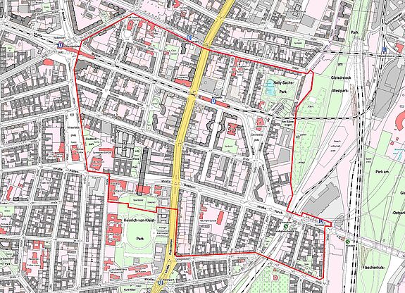 Übersichtskarte Bülowstrasse / Wohnen am Kleistpark © Senatsverwaltung für Stadtentwicklung und Wohnen