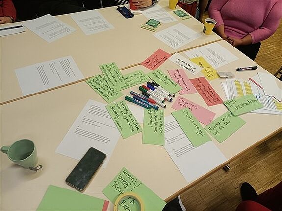 An drei Thementischen kamen die Anwesenden ins Gespräch und sammelten Ideen, um das Miteinander in der Gropiusstadt zu gestalten. (Bild: QM Gropiusstadt Nord)