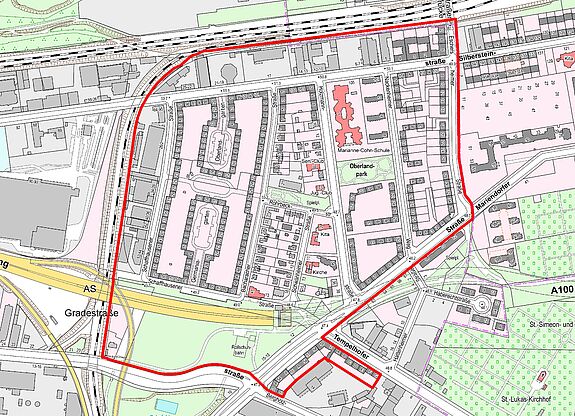 Übersichtskarte Germaniagarten © Senatsverwaltung für Stadtentwicklung, Bauen und Wohnen