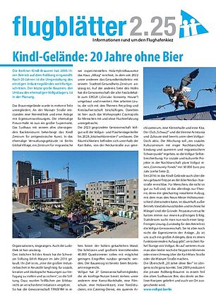 Titelseite des Kiezmagazins „flugblätter“ informiert mit Bildern und Texten über das Kindl-Gelände im QM-Gebiet Flughafenstraße.