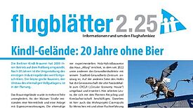 Titelseite des Kiezmagazins „flugblätter“ informiert mit Bildern und Texten über das Kindl-Gelände im QM-Gebiet Flughafenstraße.
