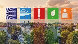 Die Lebens- und Umweltqualität in den Quartieren der Hauptstadt sind sehr unterschiedlich. Vor allem im hochverdichteten Innenstadtbereich konzentrieren sich gesundheitsrelevante Umweltbelastungen. (Bild: AdobeStock/Maurice Tricatelle / Collage SenUMVK)