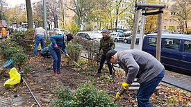 Anwohnende mit grünem Daumen gärtnern in den „Wollankbeeten“. (Bild: QM Soldiner Straße)
