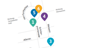 Die Hörspiel-Tour führt quer durch den Kiez. Bild: QM Schillerpromenade