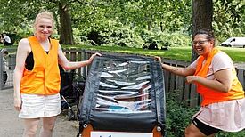 Das vom Projektteam mitgeführte Lastenrad steckt voller Überraschungen. (Bild: Conrad Kirchner / Robert Bross)