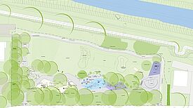 Ein Lageplan des Planungsbüros Belvedere zeigt den neu angelegten Spielplatz. 