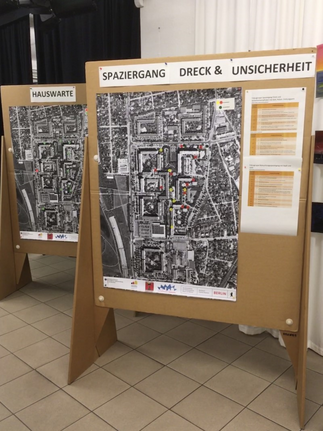 Die Anwesenden konnten die Ergebnisse auf Schautafeln genau anschauen. (Bild: QM Kosmosviertel)