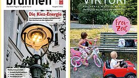 Die ehrenamtlichen Redaktionen haben die neuen Ausgaben der Kiezmagazine veröffentlicht. (Bilder: QM Brunnenstraße/QM Auguste-Viktoria-Allee)
