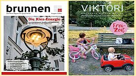 Die ehrenamtlichen Redaktionen haben die neuen Ausgaben der Kiezmagazine veröffentlicht. (Bilder: QM Brunnenstraße/QM Auguste-Viktoria-Allee)