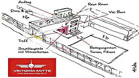 Skizze des neuen Vereinsheims. Bild: QM Brunnenviertel-Ackerstraße 