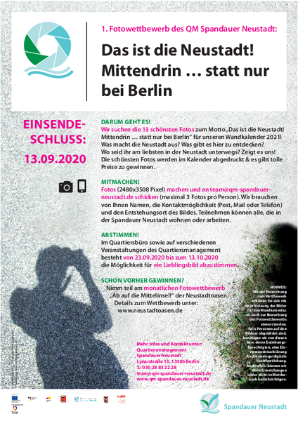 Plakat des Fotowettbewerbs vom QM Spandauer Neustadt. Bild: QM Spandauer Neustadt.