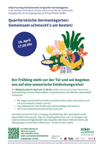 Am 24. April 2024 findet der erste Kochabend statt. (Bild: QM Germaniagarten)