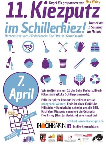 Flyer für den Kiezputz im Schillerkiez. Bild: QM Schillerpromenade