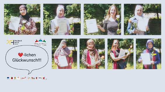 Am 15. Juni 2020 erhielten die ersten Bildungsbotschafterinnen vom Richardkiez ihre Qualifikation. Bild: Foto: BildungsbotschafterInnen / Pestalozzi-Fröbel-Haus