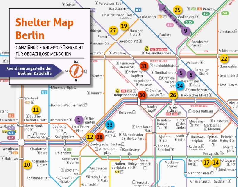 Die aktualisierte „Shelter Map“ bietet wichtige Informationen für obdachlose Menschen. (Bild: Berliner Kältehilfe)