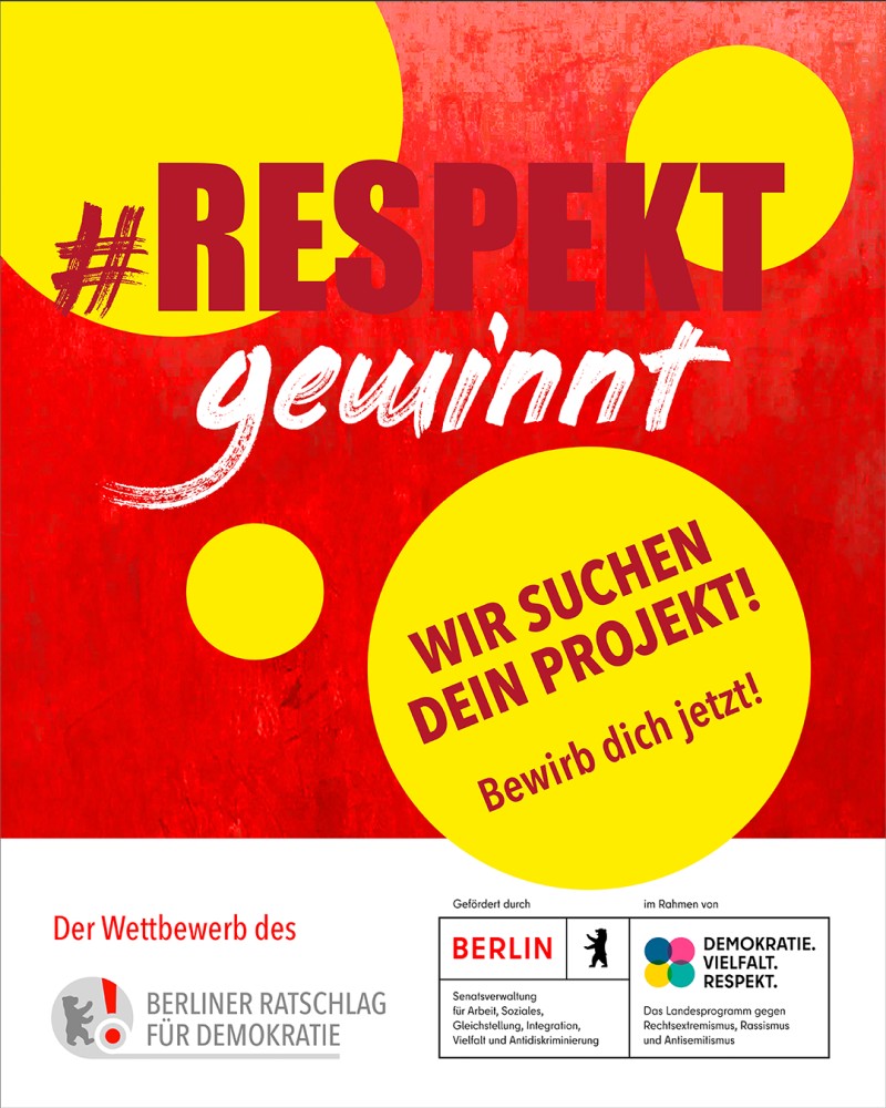 Plakat zum Wettbewerb #Respektgewinnt; große Schrift „Respekt gewinnt“.