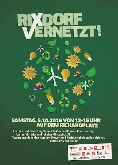 Plakat zur Veranstaltung über Umwelt und Nachhaltigkeit. Bild: QM Richardplatz Süd